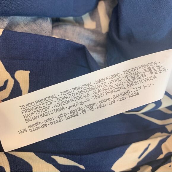 Zara navy long printed high waisted pleated side slit skirt Sz M NWT - Picture 6 of 9